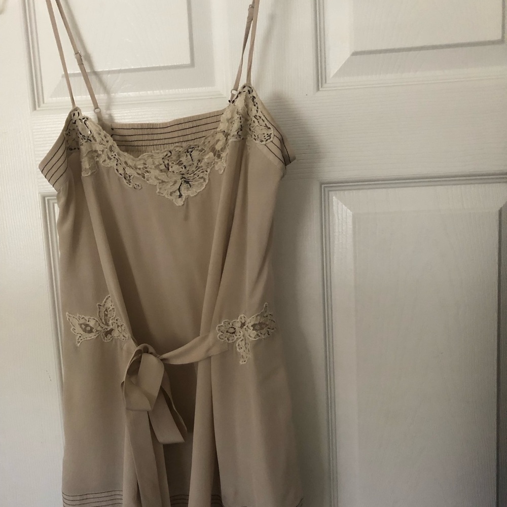 BCBG Max Azria Beige Silk top fits size 4